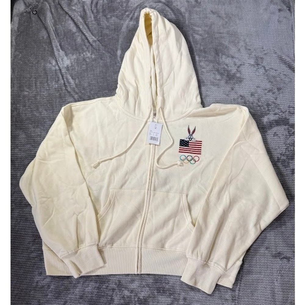 Looney Tunes x Team USA Bugs Bunny Olympic Full Zip Hoodie Cream 3X WRLT07FSJH